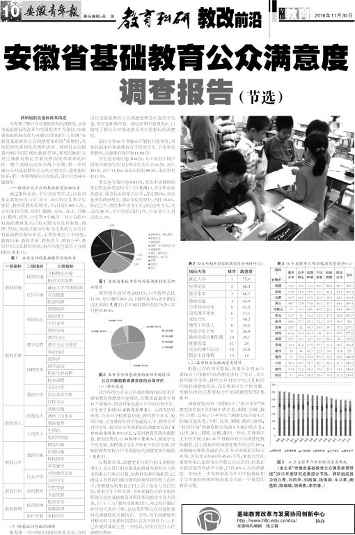 安徽青年报系列报道(五十二):安徽省基础教育公众满意度调查报告